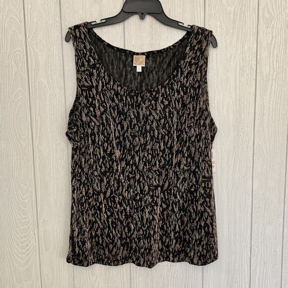 JM Collection Gold Black Sleeveless Blouse Size 2X NWT - Picture 1 of 4